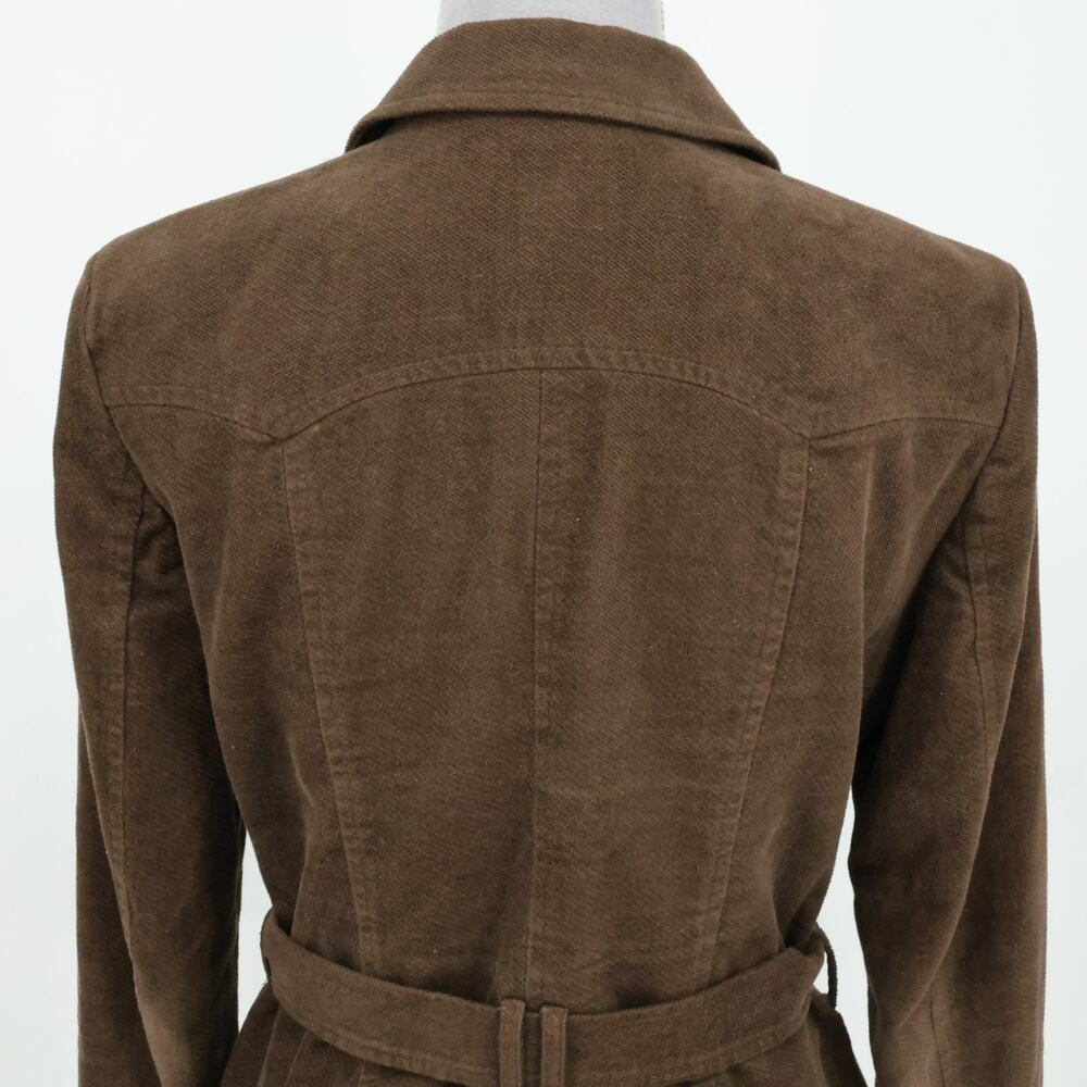 Zara Basic Jacket Womens Large Brown Corduroy Lined Belt Pockets Preppy Academia - Picture 9 of 14